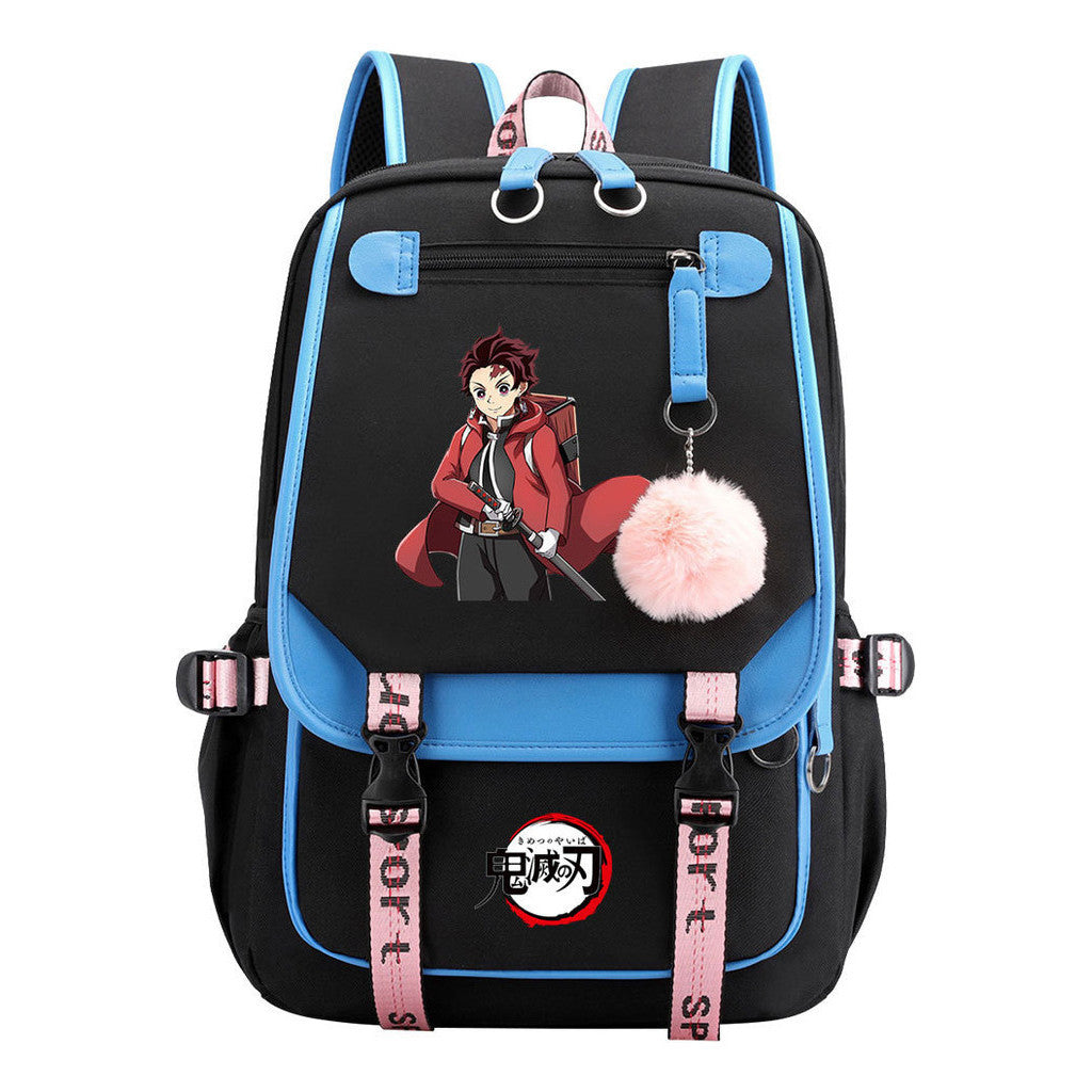 Cartoon Fashion Usb Student Backpack With Casual Woven Strap Flip Back Backpack
