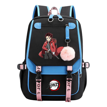 Cartoon Fashion Usb Student Backpack With Casual Woven Strap Flip Back Backpack