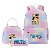 Cartoon Pirate King Youth Student Girls School Bag Lunch Bag Three Piece Set Backpack Set