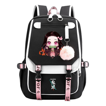 Cartoon Fashion Usb Youth Student School Bag Casual Ribbon Flip Backpack