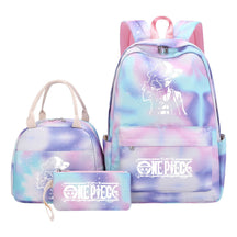 Cartoon Pirate King Youth Student Girls School Bag Lunch Bag Three Piece Set Backpack Set