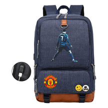 Football Star Cristiano Ronaldo Printed Usb Youth Student Backpack For Leisure Travel Backpack