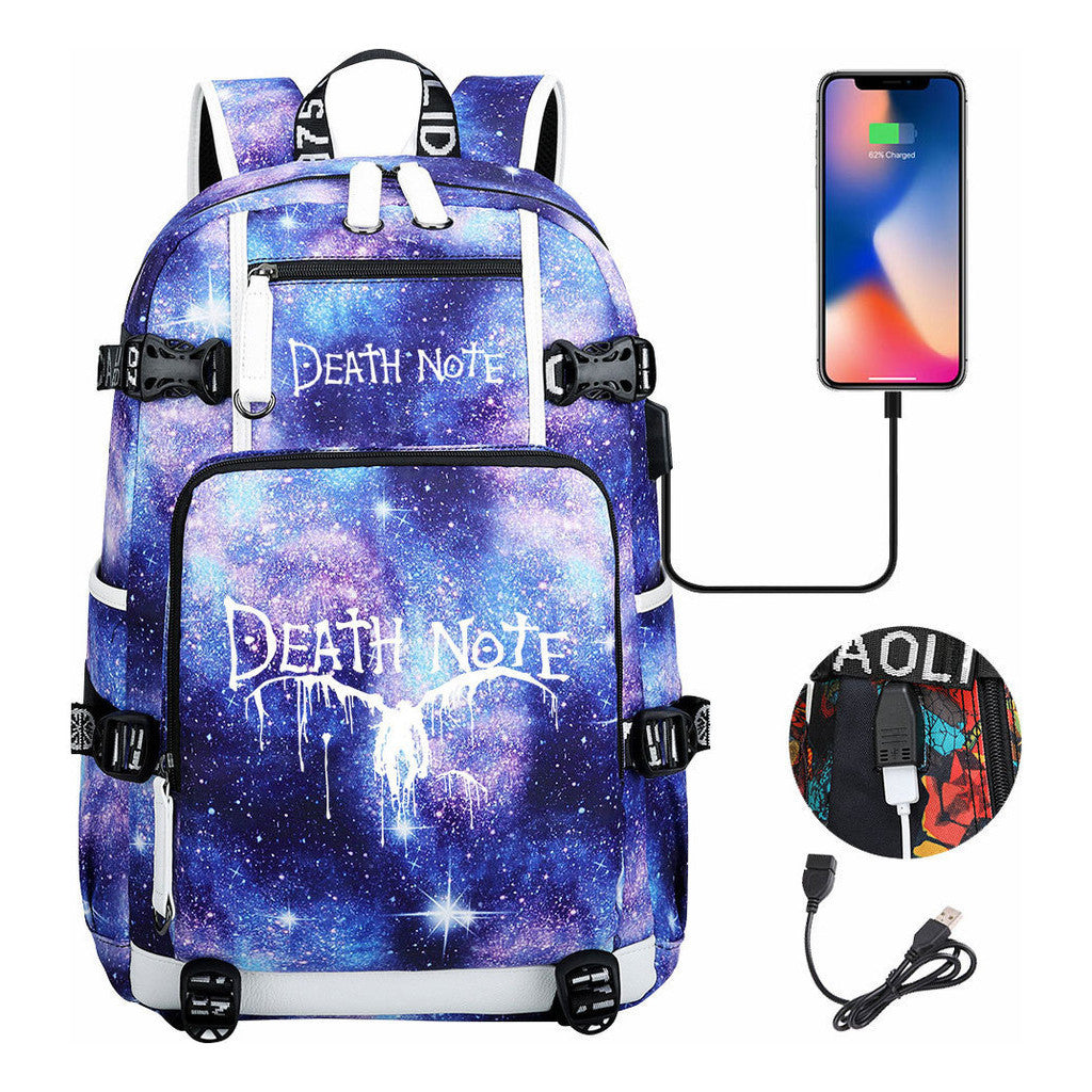 Death Note Usb Youth Student Backpack Leisure Travel Backpack