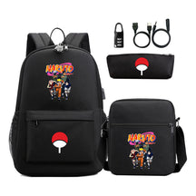 Naruto Usb Password Lock Student Backpack Three Piece Set Backpack Set