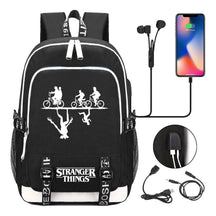 Strange Story Printed Usb Teenage Student Backpacks Men's And Women's Leisure Travel Backpack