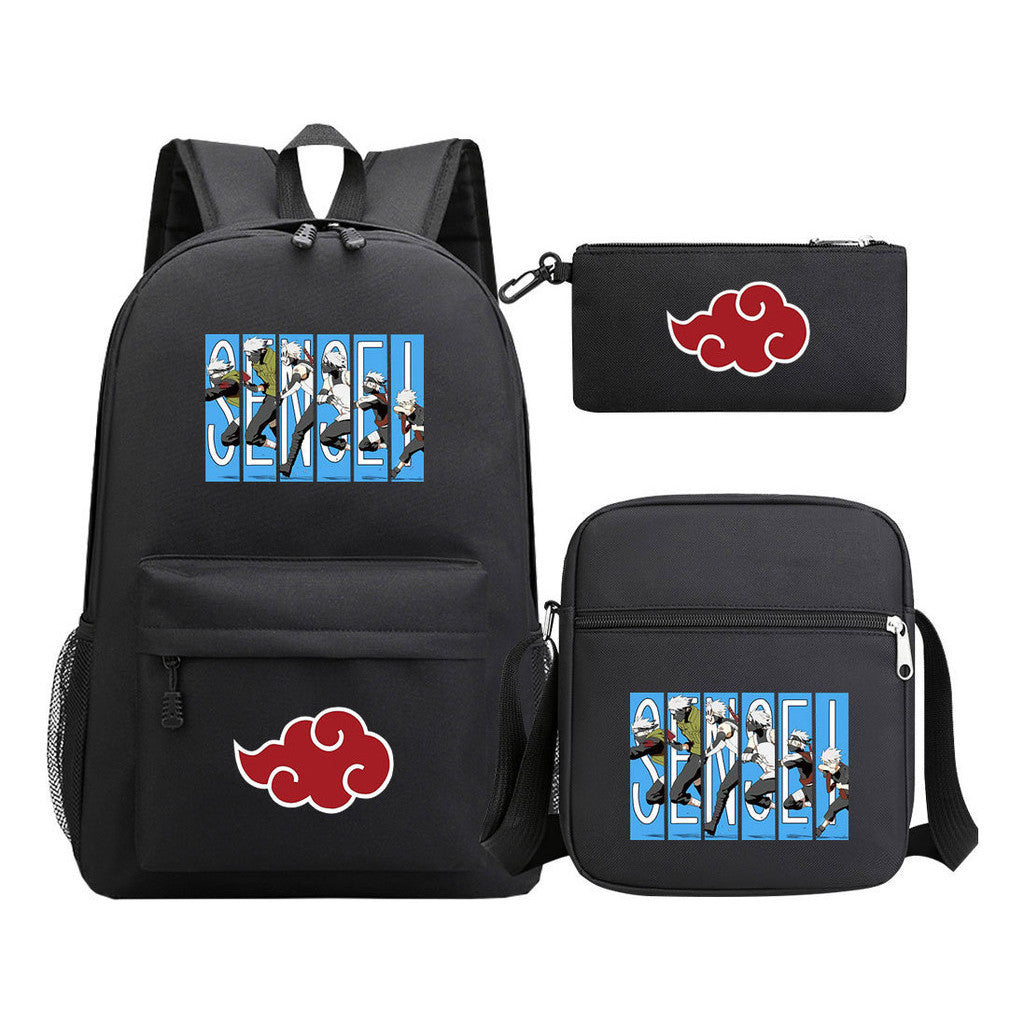 Anime Naruto Starry Sky Youth School Bag Three Piece Set For Boys And Girls Backpack Set