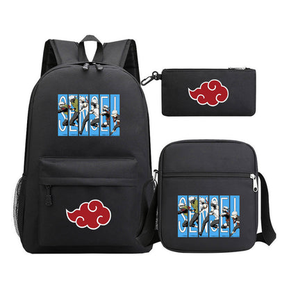 Anime Naruto Starry Sky Youth School Bag Three Piece Set For Boys And Girls Backpack Set