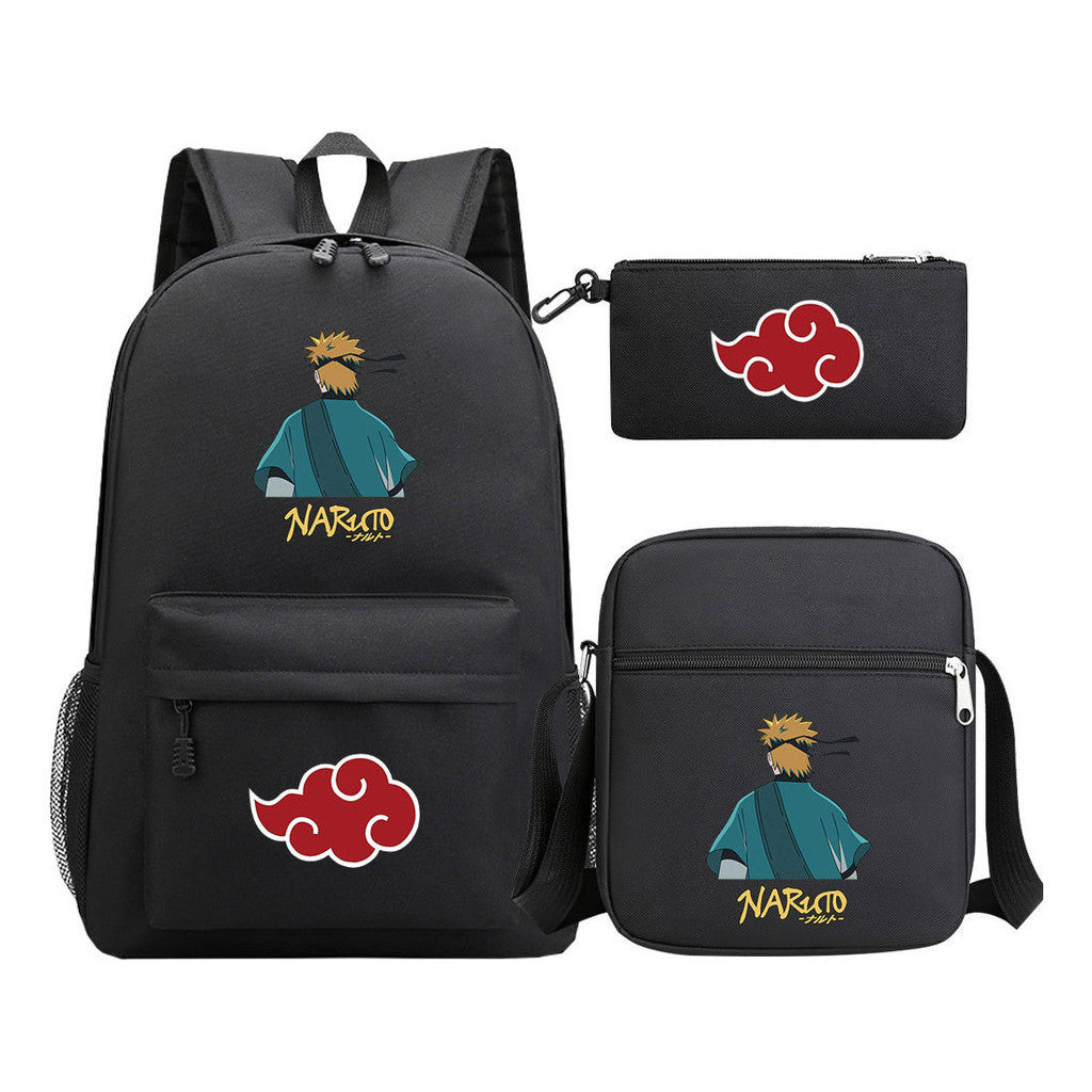 Anime Naruto Starry Sky Youth School Bag Three Piece Set For Boys And Girls Backpack Set