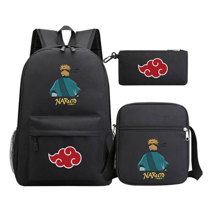 Anime Naruto Starry Sky Youth School Bag Three Piece Set For Boys And Girls Backpack Set
