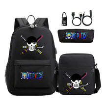 Cartoon Pirate King Usb Password Lock Youth Student Backpack Three Piece Set Backpack