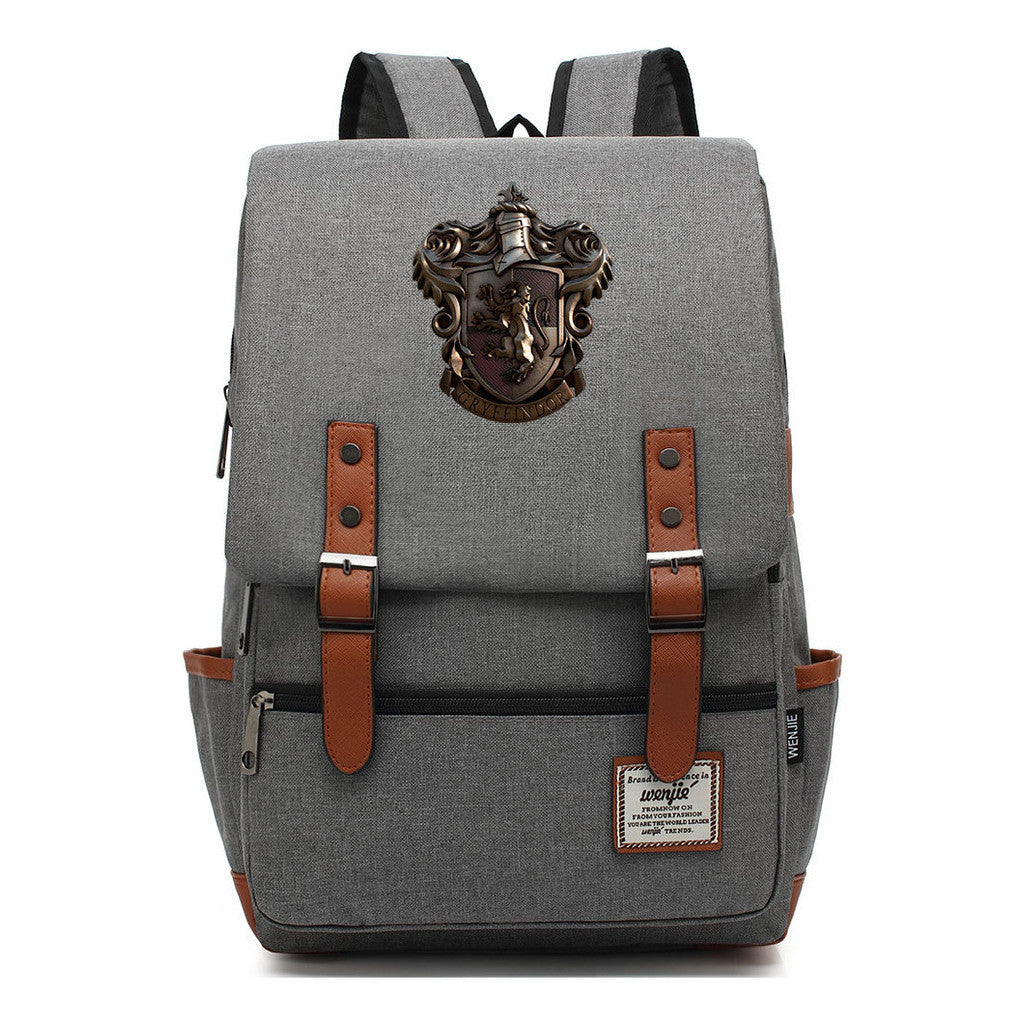 School Of Witchcraft And Wizardry Printed Youth Student Backpack For Men And Women, Casual Belt Buckle, Classic Backpack