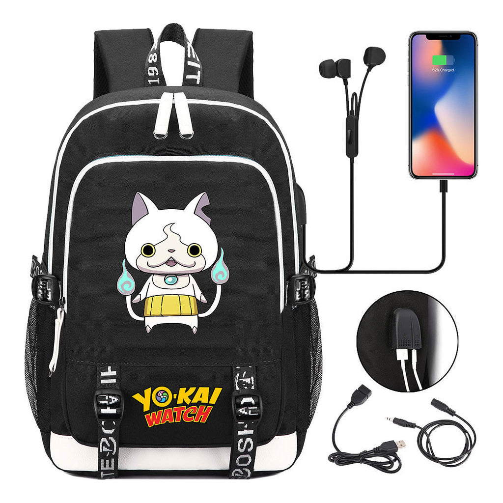 Anime Monster Watch Student School Bag Usb Men's And Women's Leisure Backpack