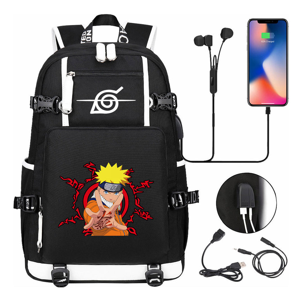 Naruto Print Usb Youth Student Backpack Casual High-capacity Travel Backpack