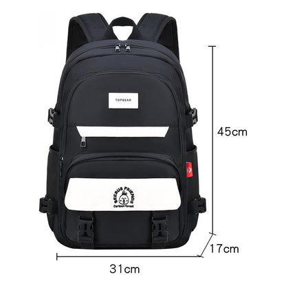 Student Backpack, Artistic Backpack, Color Blocking Double-layer Backpack, Large Capacity
