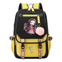 Cartoon Fashion Usb Youth Student Backpack Boy's And Girl's Leisure Ribbon Flip Backpack