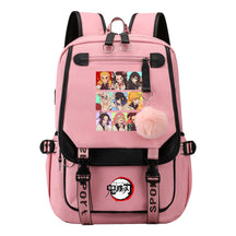 Cartoon Fashion Usb Youth Student Backpack Boy's And Girl's Leisure Ribbon Flip Backpack