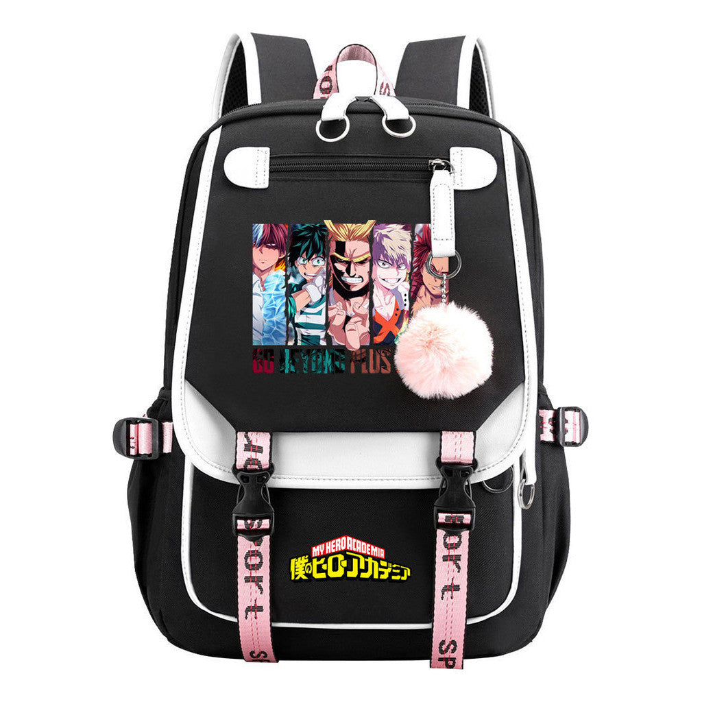 My Heroes Academy Usb Student Backpack, Casual Woven Strap Flip Back Backpack