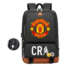 Football Star Cristiano Ronaldo Printed Usb Student Backpack For Leisure Travel Backpack
