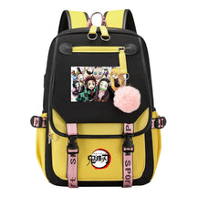 Comic Cartoon Fashion Usb Student Backpack Casual Woven Flap Backpack