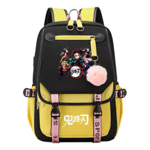 Japanese Cartoon Fashion Usb Student Backpack Casual Woven Flap Backpack