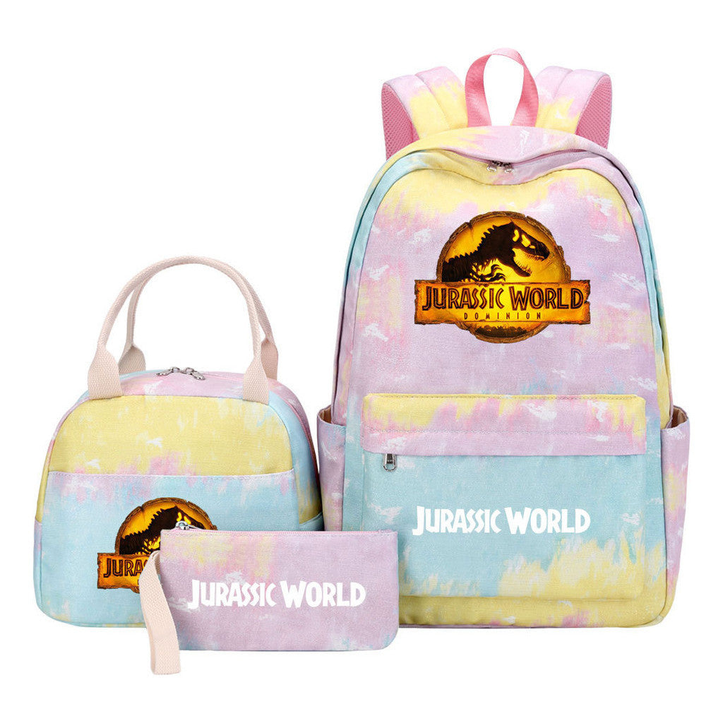 Jurassic Park Dinosaur Student School Bag Lunch Bag Three Piece Set Backpack Set