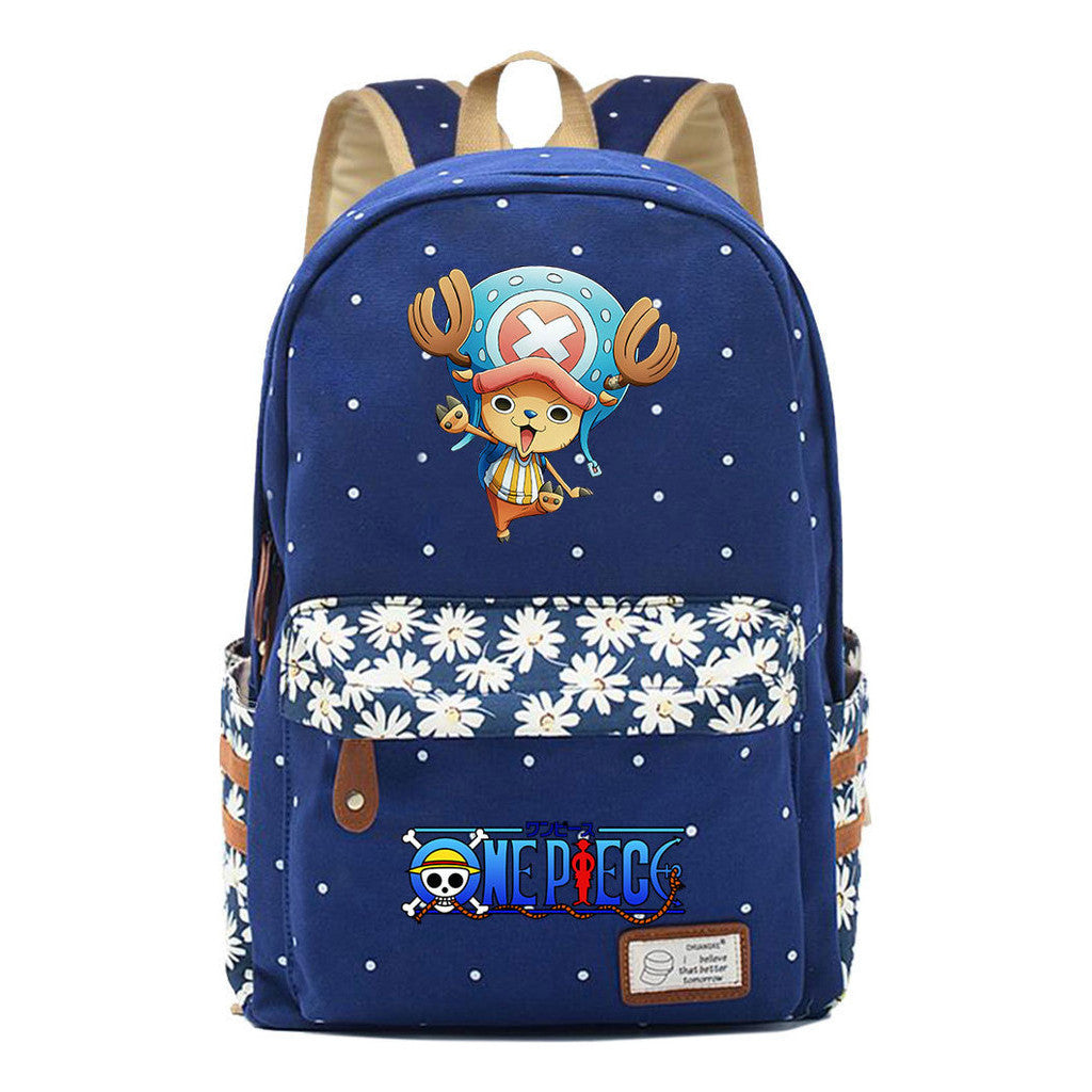Anime Pirate Wang Lufei Printed Book Bag Fragmented Flower Leisure Backpack