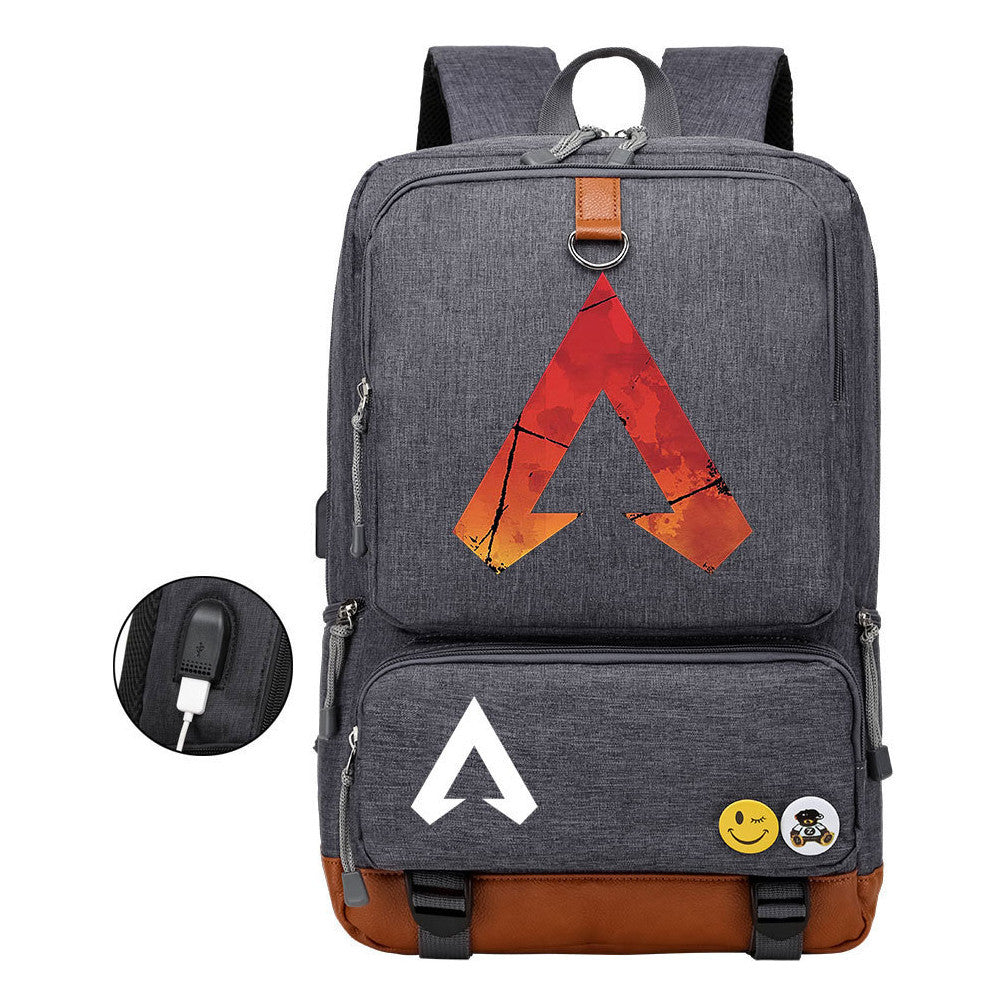 Apex Hero Print Usb Student Backpack Casual Backpack