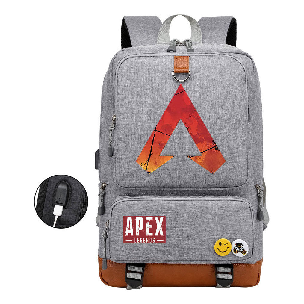 Apex Hero Print Usb Student Backpack For Leisure Travel Backpack