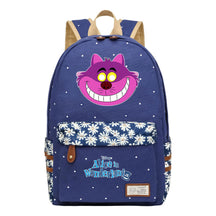Anime Cartoon Cheshire Cat Print Youth Student Backpack With Floral Casual Backpack