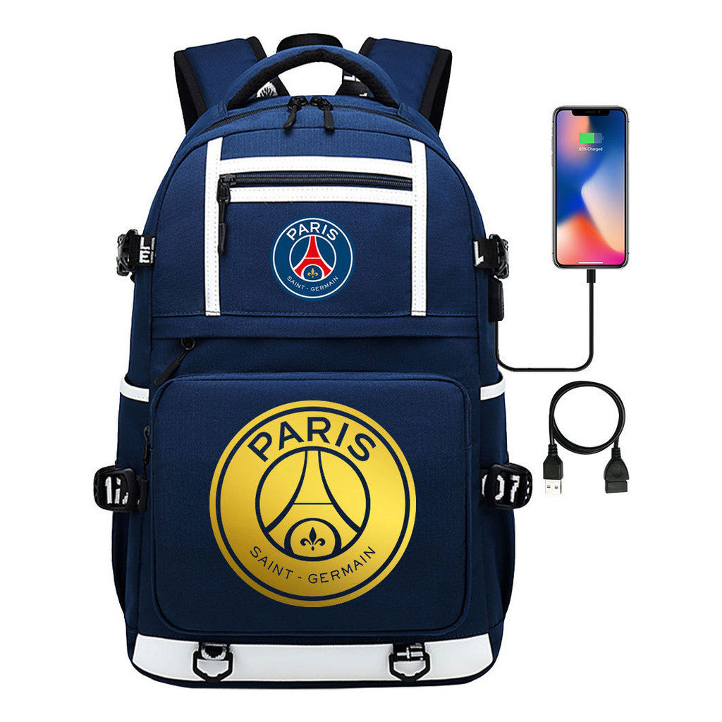 Golden Football Star Mbappe Usb Youth Student Backpack Boy's And Girl's Backpack Leisure Travel Backpack