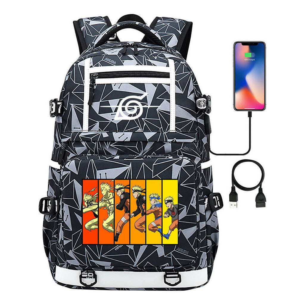Fashionable Naruto Usb Youth Student School Bag Men's And Women's Backpack Leisure Travel Bag