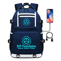 Blue Glow Printed Usb Youth Student Backpack For Men And Women's Leisure Travel Backpack