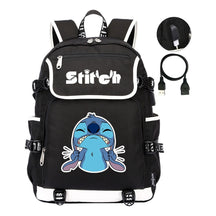 Anime Star Baby Stitch Printed Usb Student Backpack For Men And Women's Leisure Travel Backpack