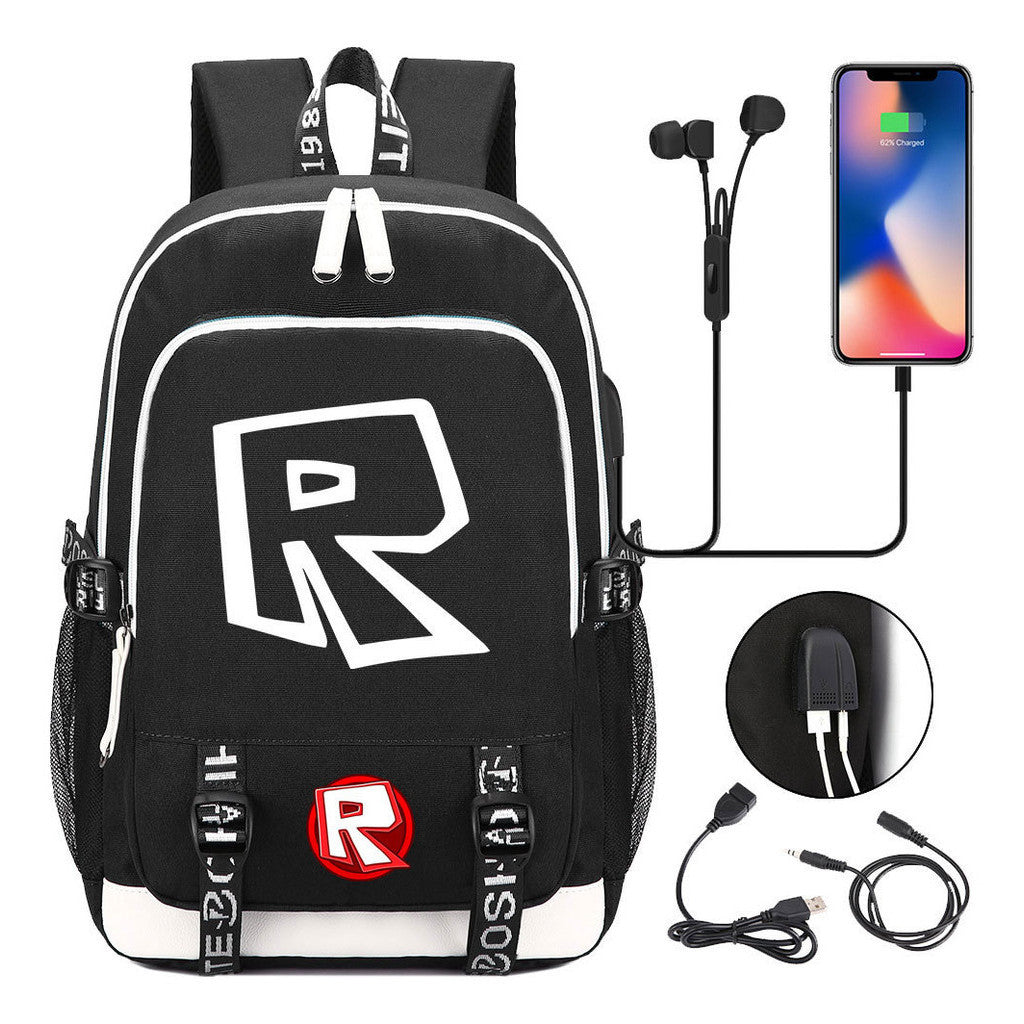 Printed Youth Student Backpack Usb Casual Backpack