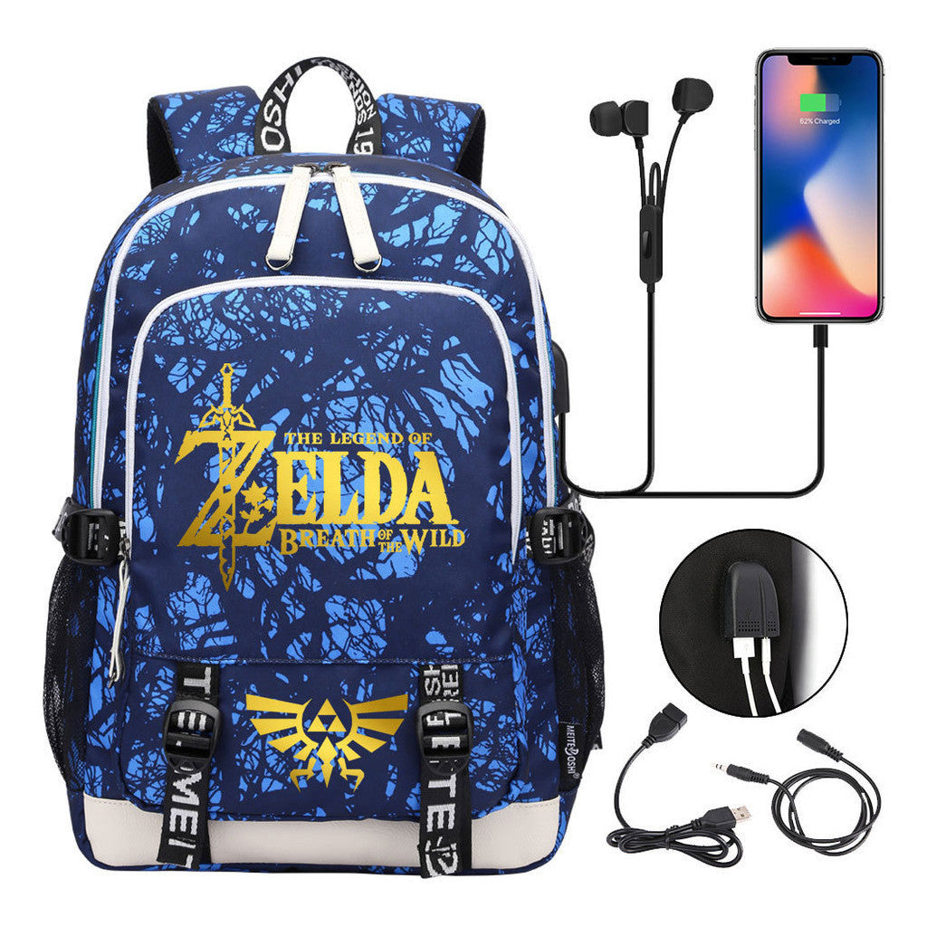 Golden Selda Kingdom Tears Usb Youth Student Backpack Men's And Women's Leisure Sports Backpack