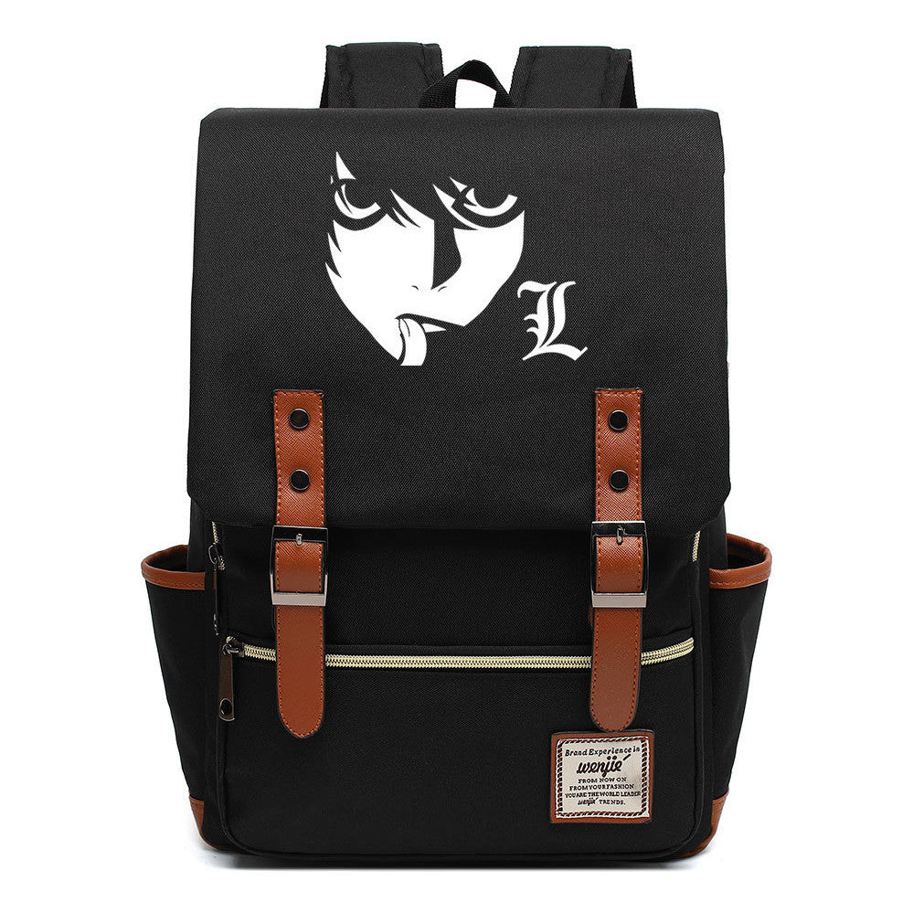 Manga Death Note Youth Student School Bag Men's And Women's Leisure Belt Buckle Backpack