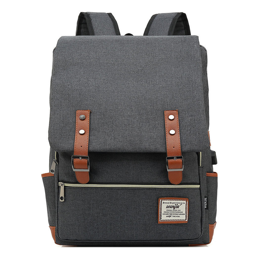 Usb Youth Student Backpack For Men And Women With Casual Belt Buckle Printed Backpack