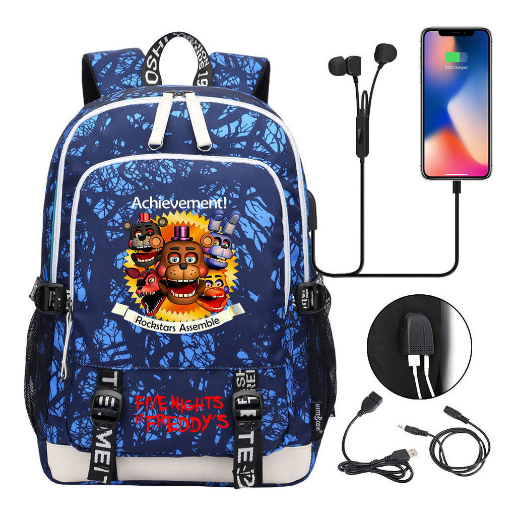 Toy Bear Game Peripheral Print Usb Youth Student Backpack For Men And Women Leisure Backpack