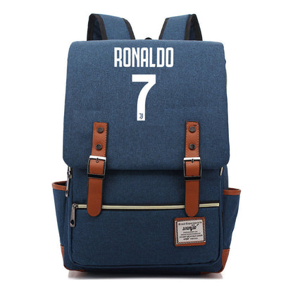 Football Star Cristiano Ronaldo Printed Student Backpack For Men And Women's Casual Classic Backpack