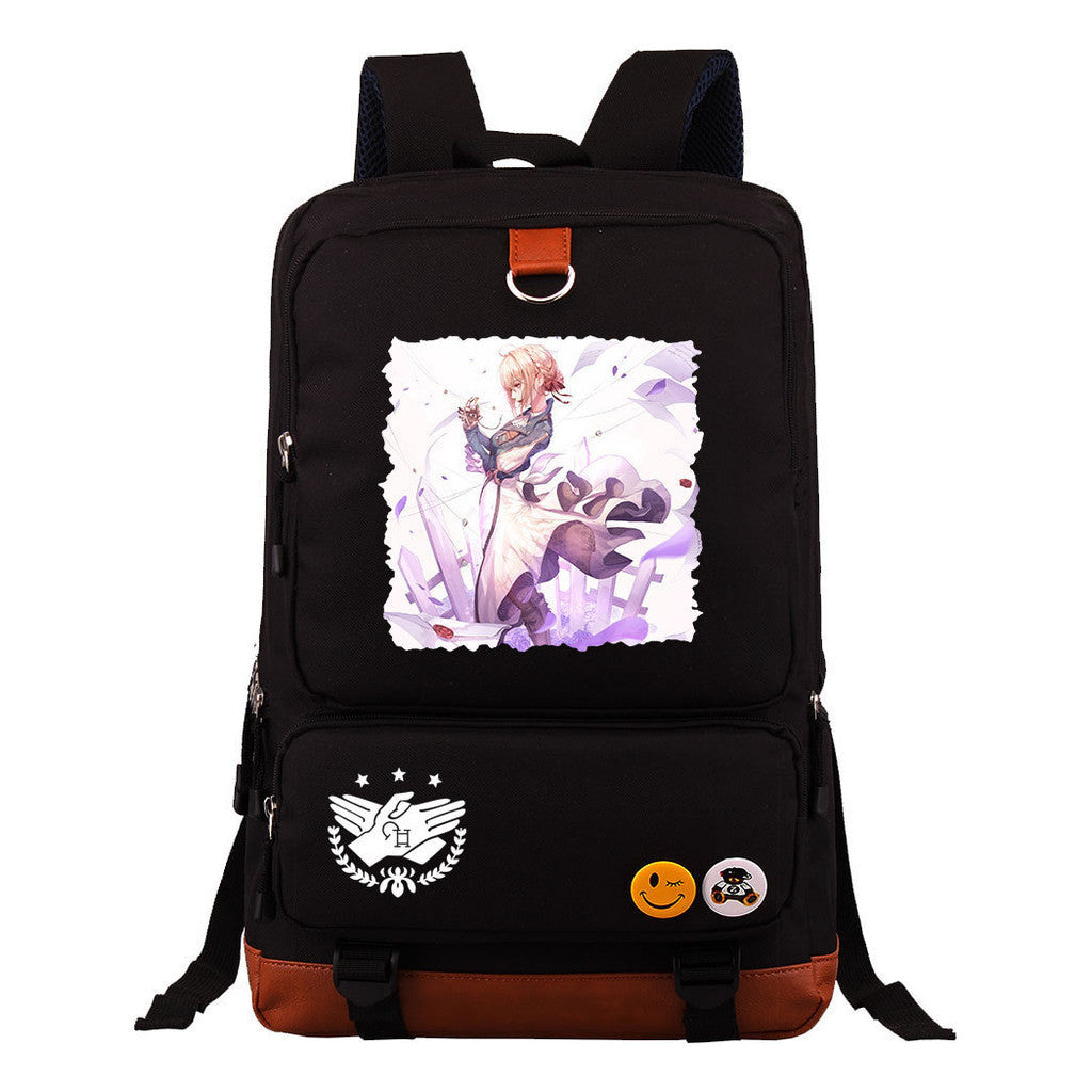 Violet Eternal Garden Printed Youth Student School Bag Large Capacity Travel Bag Men's And Women's Backpack