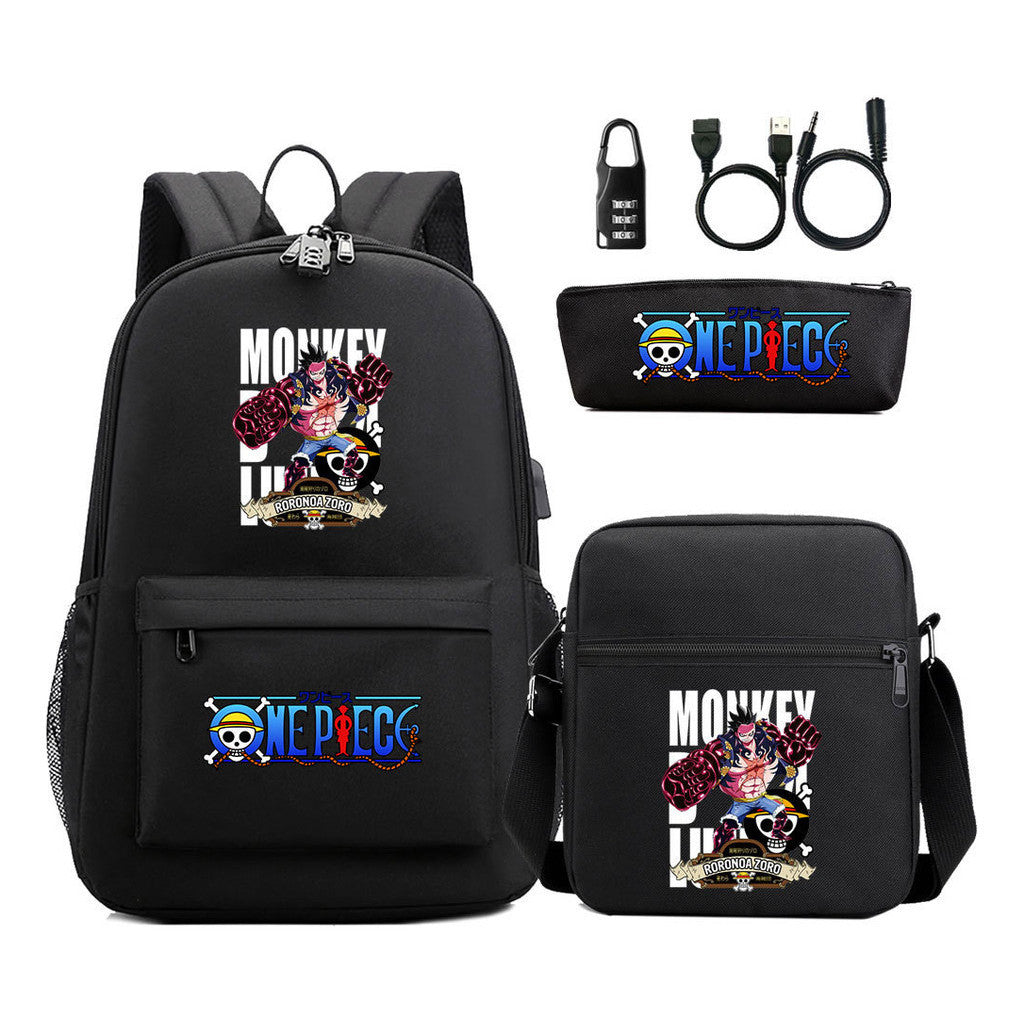 Usb Password Lock Student Backpack Three Piece Set Backpack Set