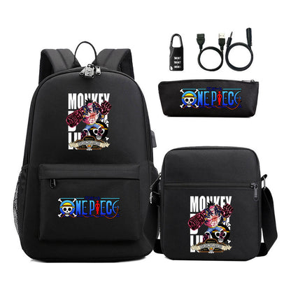 Usb Password Lock Student Backpack Three Piece Set Backpack Set