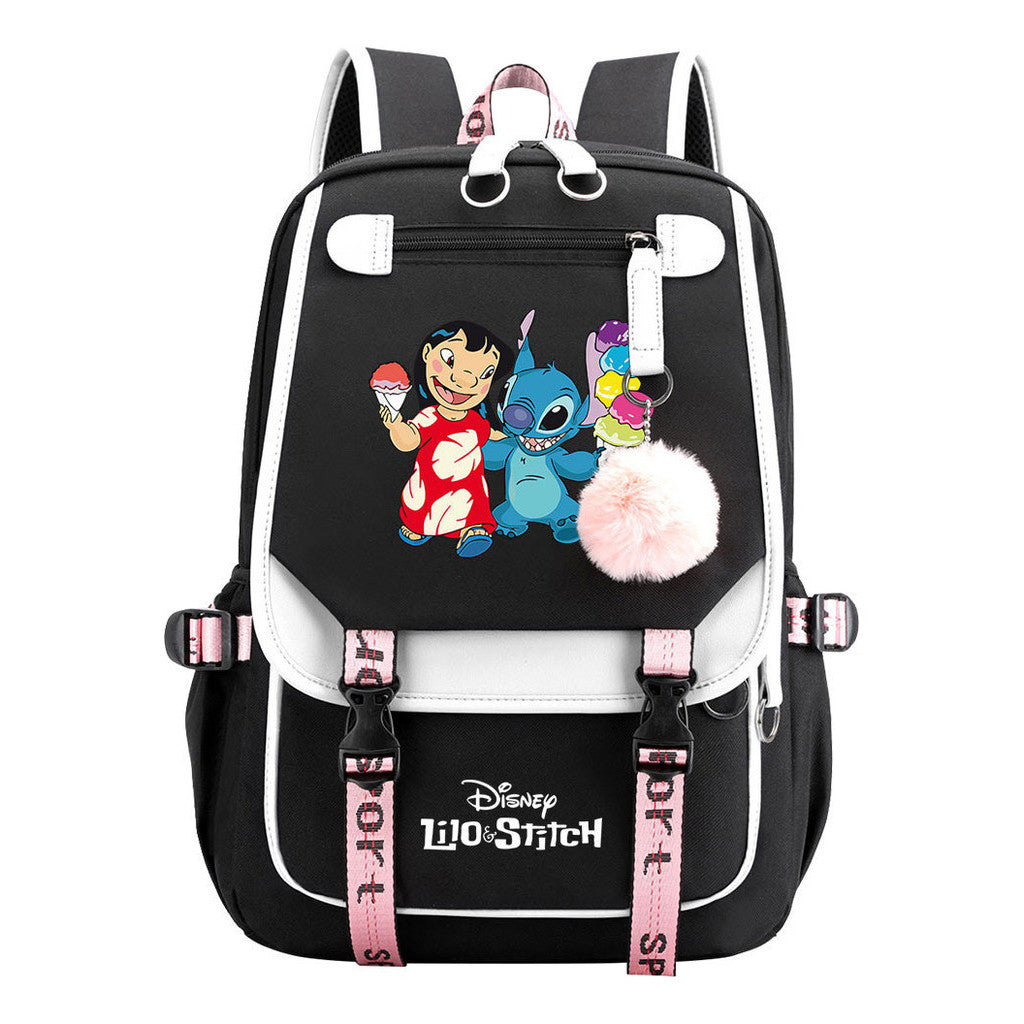 Interstellar Baby Stitch Usb Backpack For Boys And Girls, Casual Woven Strap Flip Back Backpack