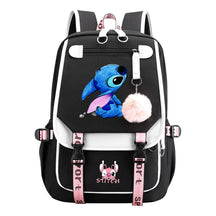 Interstellar Baby Stitch Usb Backpack For Men And Women, Casual Woven Strap Flip Back Backpack