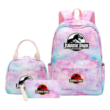 Jurassic Park Dinosaur Student Girls School Bag Lunch Bag Three Piece Set Backpack Set