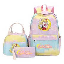 Beautiful Girl Warrior Student Schoolbag Lunch Bag Three Piece Set Backpack Cover