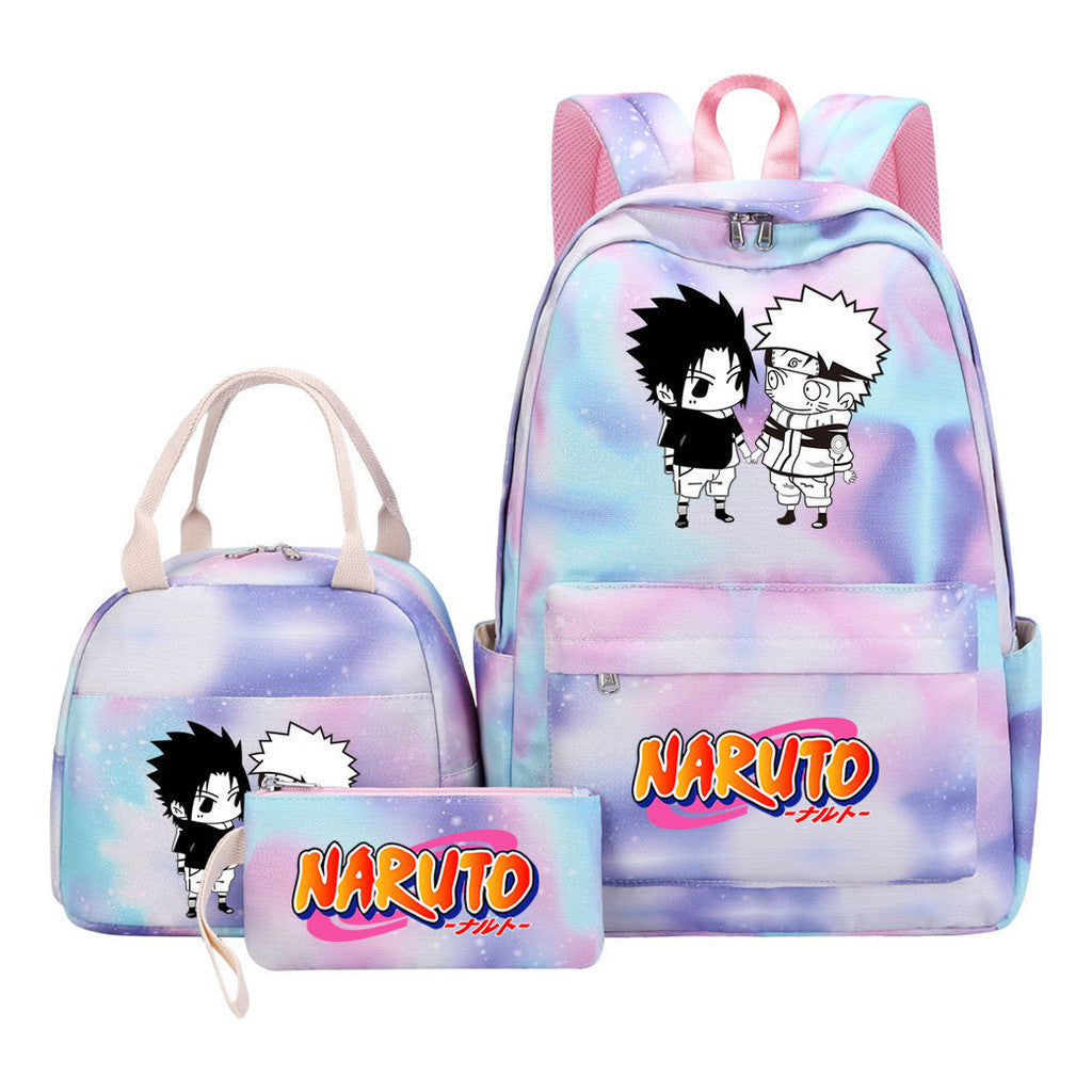 Naruto Student Girl Backpack Lunch Bag Three Piece Set Backpack Set