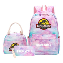 Jurassic Park Dinosaur Youth Student Girls School Bag Lunch Bag Three Piece Set Backpack Set