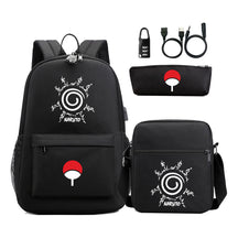 Naruto Usb Password Lock Student Backpack Three Piece Set Backpack Set
