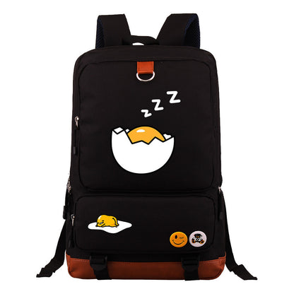 Cartoon Anime Lazy Egg Youth Student Backpack With Large Capacity Travel Bag For Boys And Girls Backpack